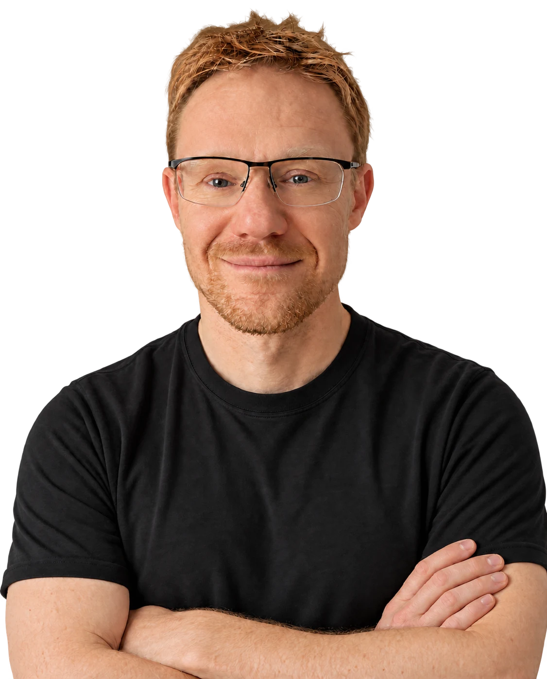 Portrait of David Michel smiling with his arms crossed